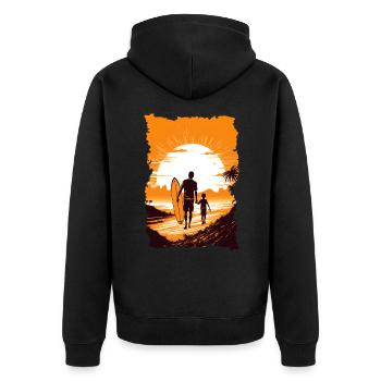 Père et fils surfeur cadeau surfeur - Veste à capuche bio Premium Unisexe - noir - Dos - Nico (187cm)