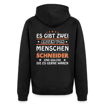 Schneider Geschenk - zwei Arten von... Design - Unisex Premium Bio Zip Hoodie - Schwarz - Hinten - Nico (187cm)