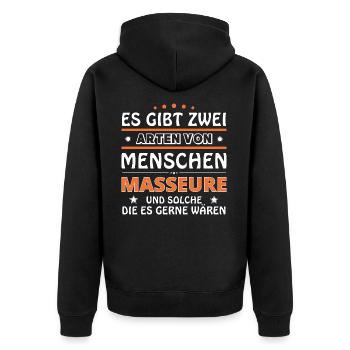 Masseure Geschenk - zwei Arten von... Design - Unisex Premium Bio Zip Hoodie - Schwarz - Hinten - Nico (187cm)