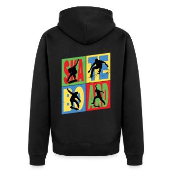 Skateboarding Skate Skater Skateboard Sk8 Vintage - Unisex Premium Organic Zip Hoodie - black - Back - Nico (187cm)