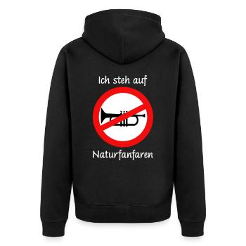 Lustiger Spruch Ich steh auf Naturfanfaren - Unisex Premium Bio Zip Hoodie - Schwarz - Hinten - Nico (187cm)