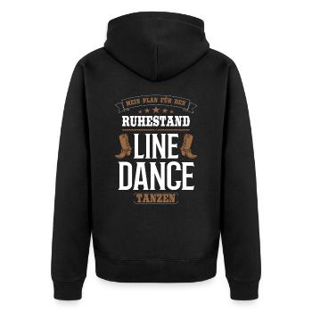 Linedance Line Dance Country Tanz Rentner Geschenk - Unisex Premium Bio Zip Hoodie - Schwarz - Hinten - Nico (187cm)