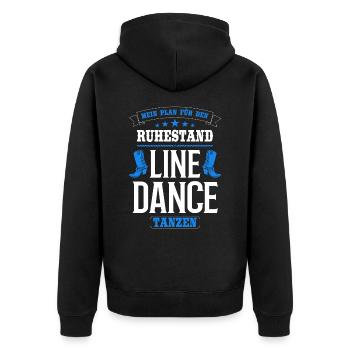 Linedance Line Dance Country Rentner Opa Geschenk - Unisex Premium Bio Zip Hoodie - Schwarz - Hinten - Nico (187cm)