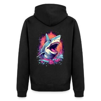 Fleur de requin Oceanographe Plongeur Cadeau - Veste à capuche bio Premium Unisexe - noir - Dos - Nico (187cm)