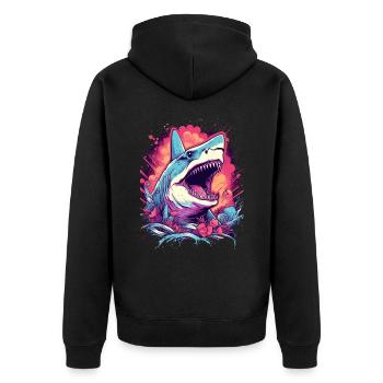 Fleur de requin Oceanographe Plongeur Cadeau - Veste à capuche bio Premium Unisexe - noir - Dos - Nico (187cm)