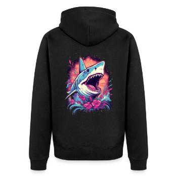 Fleur de requin Oceanographe Plongeur Cadeau - Veste à capuche bio Premium Unisexe - noir - Dos - Nico (187cm)