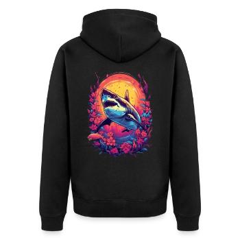 Fleur de requin Oceanographe Plongeur Cadeau - Veste à capuche bio Premium Unisexe - noir - Dos - Nico (187cm)