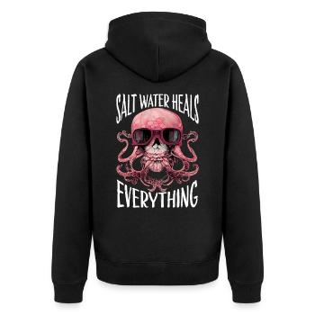 Octopus Skull Octopus Gift - Unisex Premium Organic Zip Hoodie - black - Back - Nico (187cm)