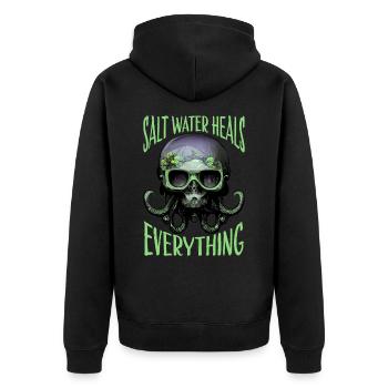 Octopus Skull Octopus Gift - Unisex Premium Organic Zip Hoodie - black - Back - Nico (187cm)
