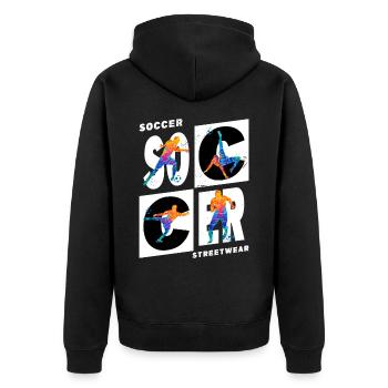 Fußball Fußballer Fußballspieler Sport Fan Verein - Unisex Premium Bio Zip Hoodie - Schwarz - Hinten - Nico (187cm)