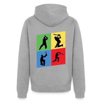 Cricket Cricketer Batsman Sport Vintage - Unisex Premium Organic Zip Hoodie - heather grey - Back - Nico (187cm)