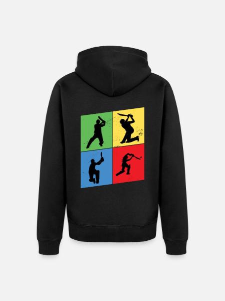 Cricket Cricketer Batsman Sport Vintage - Unisex Premium Organic Zip Hoodie - black