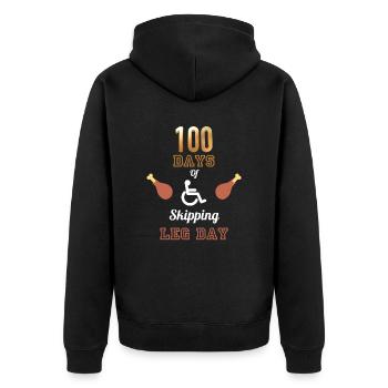 100 Days of Skipping Leg Day - Unisex Premium Bio Zip Hoodie - Schwarz - Hinten - Nico (187cm)