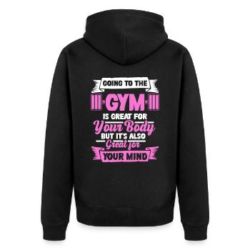 Gym Musculation Musculation Femmes Entraînement Haltère - Veste à capuche bio Premium Unisexe - noir - Dos - Nico (187cm)