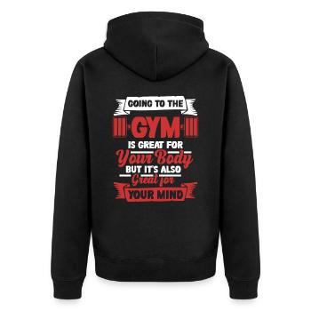 Entraînement Musculation Fitness Bodybuilder Dumbbell Gym - Veste à capuche bio Premium Unisexe - noir - Dos - Nico (187cm)