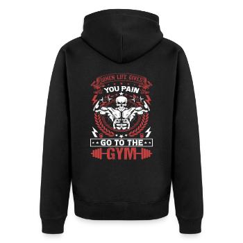 Bodybuilder Dumbbell Gym Fitness Training Musculation - Veste à capuche bio Premium Unisexe - noir - Dos - Nico (187cm)