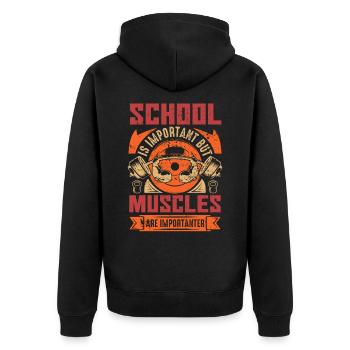 Bodybuilder Training Gym Musculation Fitness Dumbbell - Veste à capuche bio Premium Unisexe - noir - Dos - Nico (187cm)