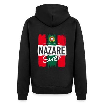 Nazare Surfing Paradise Portugal - Unisex Premium Organic Zip Hoodie - black - Back - Nico (187cm)