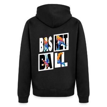 Basketball Basketballspieler Spieler Vintage Bunt - Unisex Premium Bio Zip Hoodie - Schwarz - Hinten - Nico (187cm)