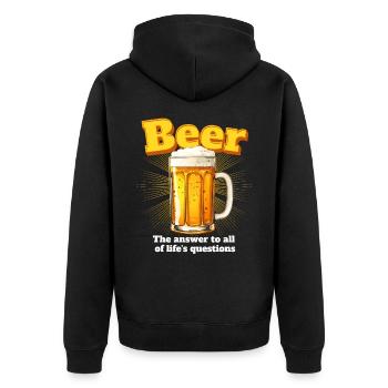 Funny For Beer Lovers - Unisex Premium Organic Zip Hoodie - black - Back - Nico (187cm)