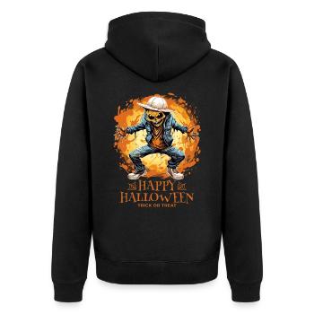 Happy Halloween Jack O Lantern Dabbing Monster - Unisex Premium Organic Zip Hoodie - black - Back - Nico (187cm)