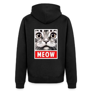 MEOW Meow Cadeau de visage de chat mignon - Veste à capuche bio Premium Unisexe - noir - Dos - Nico (187cm)