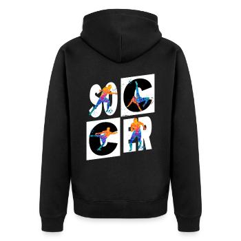 Fußball Fußballer Fußballspieler Sport Fan Verein - Unisex Premium Bio Zip Hoodie - Schwarz - Hinten - Nico (187cm)