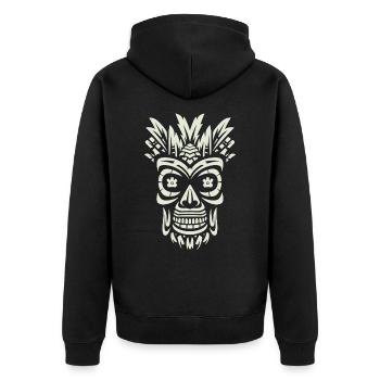 Tribal Tiki Maori Masque Polynésien Rétro Polynésien - Veste à capuche bio Premium Unisexe - noir - Dos - Nico (187cm)
