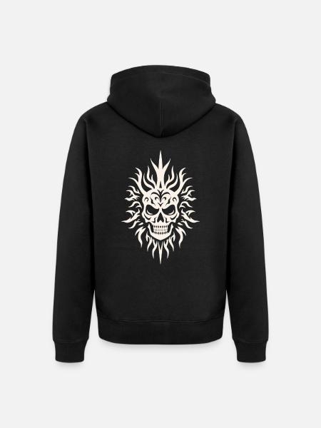 Skull Tribal Tiki Retro Mask - Unisex Premium Organic Zip Hoodie - black