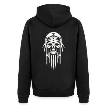 Skull Tribal Tiki Rétro Masque - Veste à capuche bio Premium Unisexe - noir - Dos - Nico (187cm)