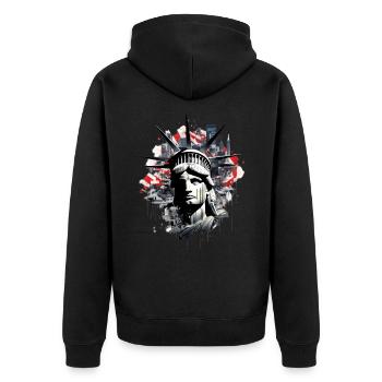 New York City Statue of Liberty USA America Fan - Unisex Premium Organic Zip Hoodie - black - Back - Nico (187cm)