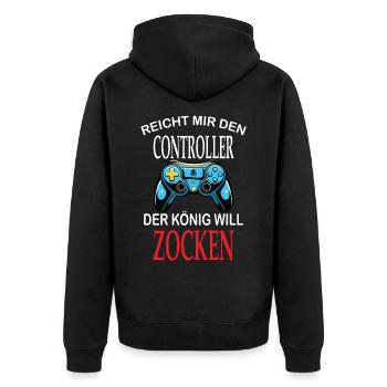Zocken Controller Konsole ps Gamer T-Shirt - Unisex Premium Bio Zip Hoodie - Schwarz - Hinten - Nico (187cm)
