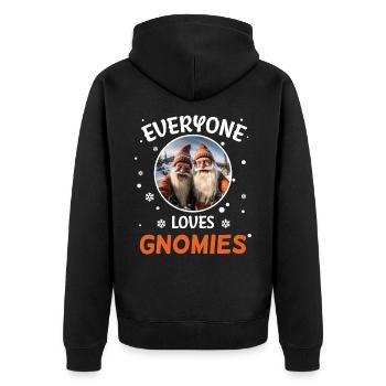 Everybody loves gnomes, dwarves, Santa Claus - Unisex Premium Organic Zip Hoodie - black - Back - Nico (187cm)