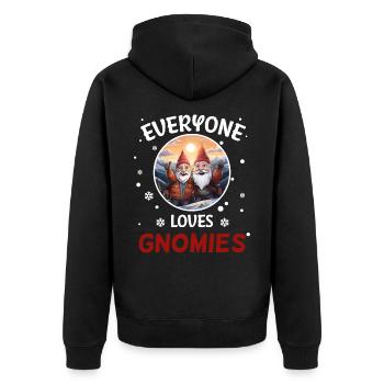 Jeder liebt Gnome Zwerge Weihnachtsmann - Unisex Premium Bio Zip Hoodie - Schwarz - Hinten - Nico (187cm)