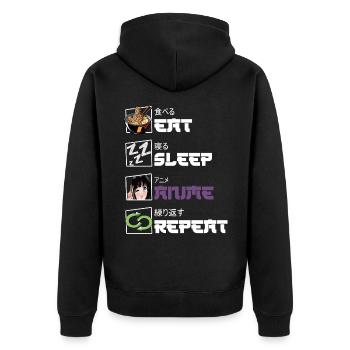 Manger Sommeil Anime Répéter - Veste à capuche bio Premium Unisexe - noir - Dos - Nico (187cm)