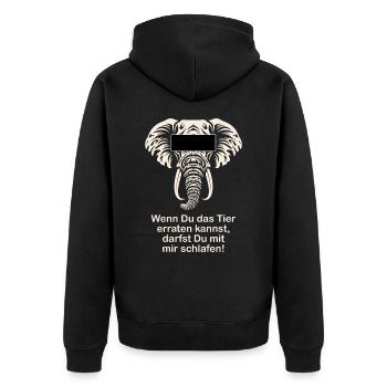 Elefant Lustiger Spruch Witzige Geschenkidee - Unisex Premium Bio Zip Hoodie - Schwarz - Hinten - Nico (187cm)