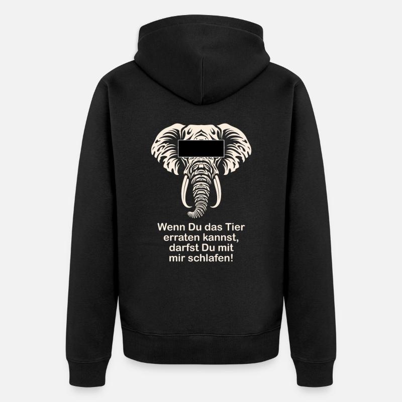 Elefant Lustiger Spruch Witzige Geschenkidee - Unisex Premium Bio Zip Hoodie - Schwarz