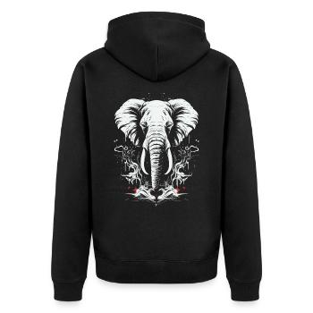Eléphant Afrique Motif animal Animaux sauvages Animaux - Veste à capuche bio Premium Unisexe - noir - Dos - Nico (187cm)