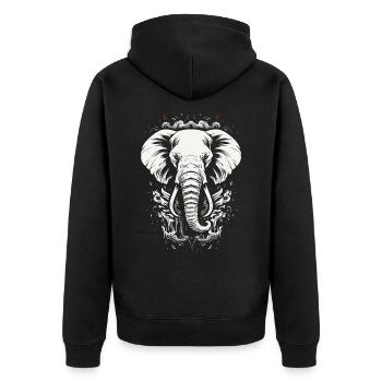 Eléphant Afrique Motif animal Animaux sauvages Animaux - Veste à capuche bio Premium Unisexe - noir - Dos - Nico (187cm)
