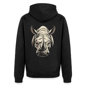 Rhino Africa Animal Motif Wildlife Animal Safari - Unisex Premium Organic Zip Hoodie - black - Back - Nico (187cm)