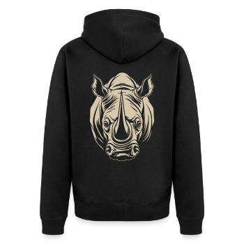 Rhino Africa Animal Motif Wildlife Animal Safari - Unisex Premium Organic Zip Hoodie - black - Back - Nico (187cm)