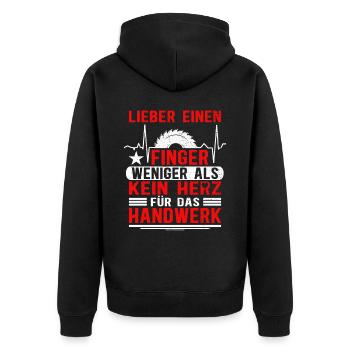 Handwerker Schreiner Holz Tischler Herzschlag - Unisex Premium Bio Zip Hoodie - Schwarz - Hinten - Nico (187cm)