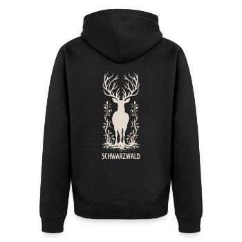 Schwarzwald Hirsch Jäger Heimat Urlaub - Unisex Premium Bio Zip Hoodie - Schwarz - Hinten - Nico (187cm)