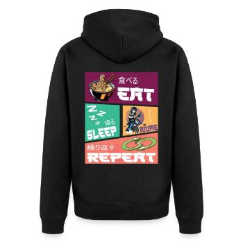 Eat Sleep Anime Repeat - Unisex Premium Organic Zip Hoodie - black - Back - Nico (187cm)