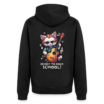Chaton chat inscrit à la rentrée scolaire - Veste à capuche bio Premium Unisexe - noir - Dos - Nico (187cm)