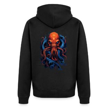 Alien Skull Octopus Squid Animal Creature - Unisex Premium Organic Zip Hoodie - black - Back - Nico (187cm)