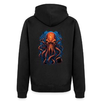 Alien Skull Octopus Squid Animal Creature - Unisex Premium Organic Zip Hoodie - black - Back - Nico (187cm)
