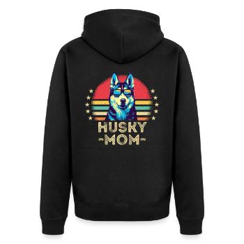 Husky mit sonnenbrille retro - Unisex Premium Bio Zip Hoodie - Schwarz - Hinten - Nico (187cm)