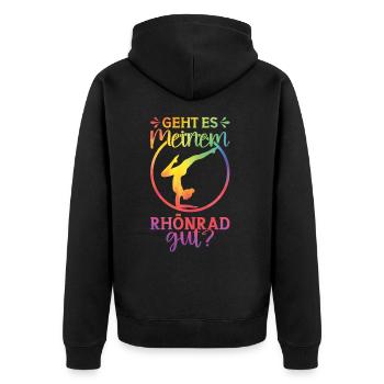 Rhönrad Turnen Radgymnastik - Spruch Geschenk - Unisex Premium Bio Zip Hoodie - Schwarz - Hinten - Nico (187cm)