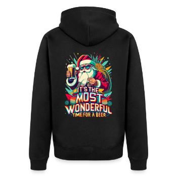 Idée cadeau de l’amateur de bière du Père Noël - Veste à capuche bio Premium Unisexe - noir - Dos - Nico (187cm)